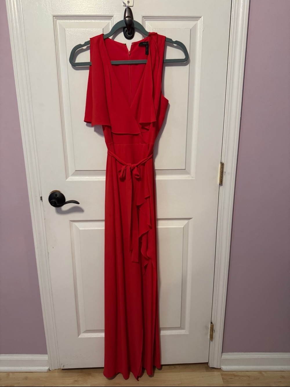 BCBGMaxAzria Red Ruffle Wrap Maxi Dress Preloved like new condition
